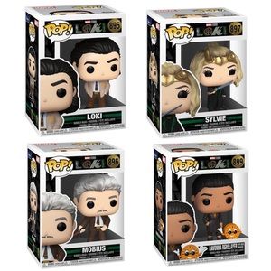 NIB Loki Funko Pop Set - Loki 895, Mobius 896, Sylvie 897, Ravonna 899